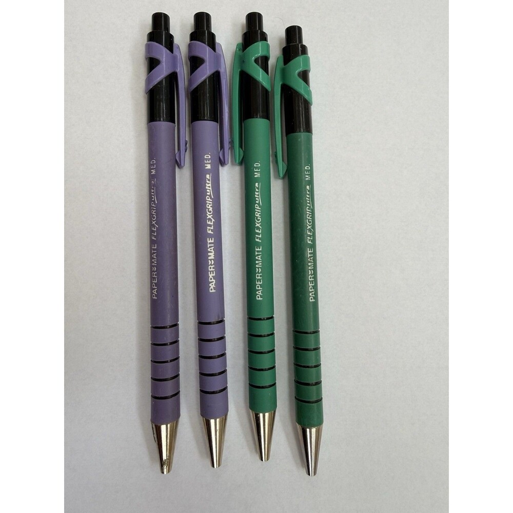 VTG 90’s Paper Mate Flexgrip Ultra Rubberized Ball Pens Medium Black  USA Teal